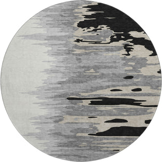 Piper Looms Mayfield Abstract AMF1050 Black Machine Washable Area Rug Round Main Image