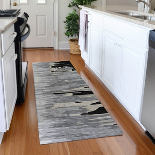 Piper Looms Mayfield Abstract AMF1050 Black Machine Washable Area Rug Runner Lifestyle Image Feature