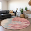 Piper Looms Mayfield Abstract AMF1050 Coral Machine Washable Area Rug Round Lifestyle Image Feature