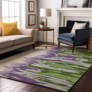 Piper Looms Mayfield Abstract AMF1050 Green Machine Washable Area Rug Lifestyle Image Feature