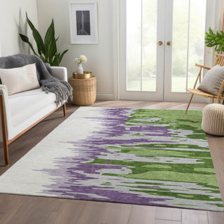 Piper Looms Mayfield Abstract AMF1050 Green Machine Washable Area Rug Lifestyle Image Feature