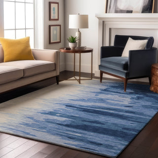 Piper Looms Mayfield Abstract AMF1050 Navy Machine Washable Area Rug Lifestyle Image Feature