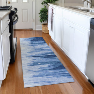 Piper Looms Mayfield Abstract AMF1050 Navy Machine Washable Area Rug Runner Lifestyle Image Feature