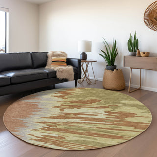 Piper Looms Mayfield Abstract AMF1050 Rust Machine Washable Area Rug Round Lifestyle Image Feature