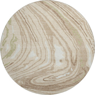 Piper Looms Mayfield Swirls AMF1051 Beige Machine Washable Area Rug Round Main Image
