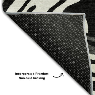 Piper Looms Mayfield Swirls AMF1051 Black Machine Washable Area Rug Backing Image
