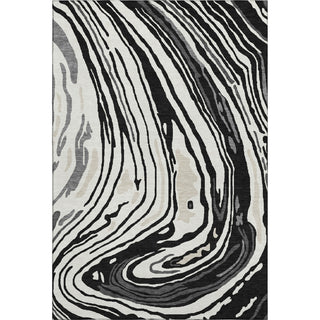 Piper Looms Mayfield Swirls AMF1051 Black Machine Washable Area Rug main image