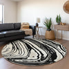 Piper Looms Mayfield Swirls AMF1051 Black Machine Washable Area Rug Round Lifestyle Image Feature