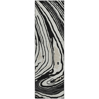 Piper Looms Mayfield Swirls AMF1051 Black Machine Washable Area Rug Runner Main Image