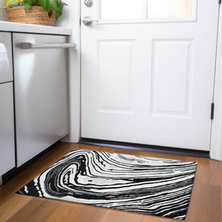 Piper Looms Mayfield Swirls AMF1051 Black Machine Washable Area Rug Scatter Lifestyle Image Feature