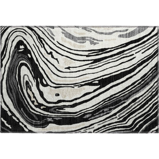 Piper Looms Mayfield Swirls AMF1051 Black Machine Washable Area Rug Scatter Main Image