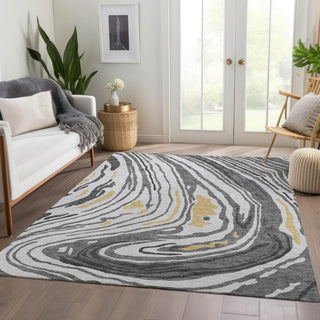 Piper Looms Mayfield Swirls AMF1051 Gray Machine Washable Area Rug Lifestyle Image Feature