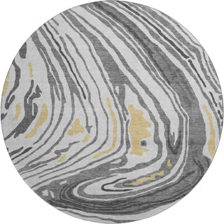 Piper Looms Mayfield Swirls AMF1051 Gray Machine Washable Area Rug Round Main Image