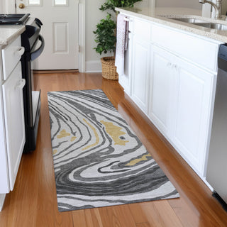 Piper Looms Mayfield Swirls AMF1051 Gray Machine Washable Area Rug Runner Lifestyle Image Feature