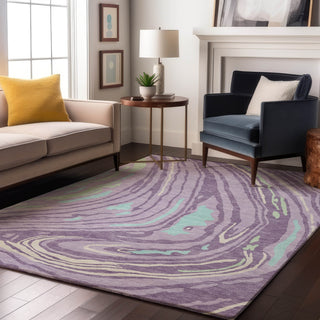 Piper Looms Mayfield Swirls AMF1051 Lavender Machine Washable Area Rug Lifestyle Image Feature