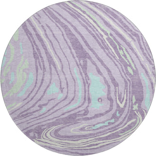 Piper Looms Mayfield Swirls AMF1051 Lavender Machine Washable Area Rug Round Main Image