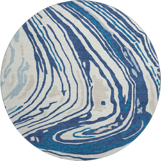 Piper Looms Mayfield Swirls AMF1051 Navy Machine Washable Area Rug Round Main Image