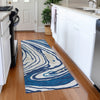 Piper Looms Mayfield Swirls AMF1051 Navy Machine Washable Area Rug Runner Lifestyle Image Feature