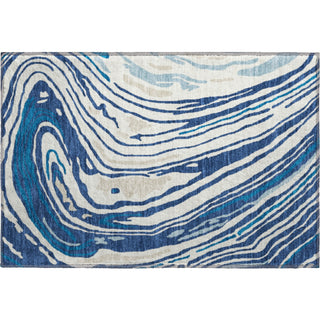 Piper Looms Mayfield Swirls AMF1051 Navy Machine Washable Area Rug Scatter Main Image