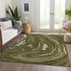 Piper Looms Mayfield Swirls AMF1051 Olive Machine Washable Area Rug Lifestyle Image Feature