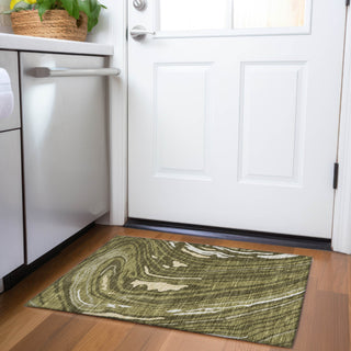 Piper Looms Mayfield Swirls AMF1051 Olive Machine Washable Area Rug Scatter Lifestyle Image Feature
