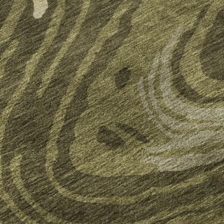 Piper Looms Mayfield Swirls AMF1051 Olive Machine Washable Area Rug Swatch Image