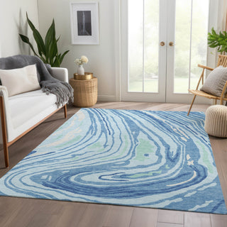 Piper Looms Mayfield Swirls AMF1051 Sky Machine Washable Area Rug Lifestyle Image Feature