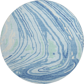 Piper Looms Mayfield Swirls AMF1051 Sky Machine Washable Area Rug Round Main Image