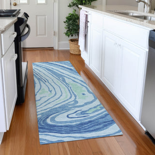 Piper Looms Mayfield Swirls AMF1051 Sky Machine Washable Area Rug Runner Lifestyle Image Feature