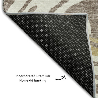 Piper Looms Mayfield Swirls AMF1051 Taupe Machine Washable Area Rug Backing Image