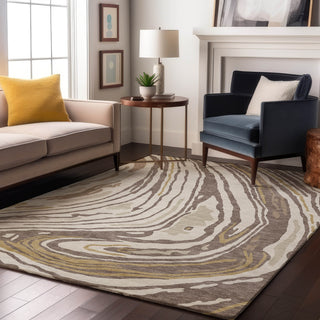 Piper Looms Mayfield Swirls AMF1051 Taupe Machine Washable Area Rug Lifestyle Image Feature
