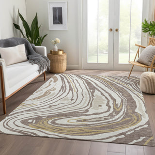 Piper Looms Mayfield Swirls AMF1051 Taupe Machine Washable Area Rug Lifestyle Image Feature