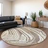 Piper Looms Mayfield Swirls AMF1051 Taupe Machine Washable Area Rug Round Lifestyle Image Feature