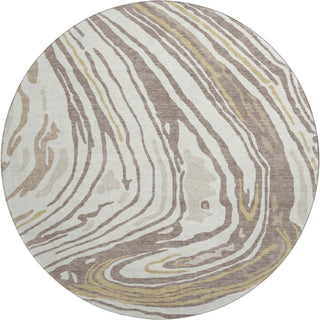 Piper Looms Mayfield Swirls AMF1051 Taupe Machine Washable Area Rug Round Main Image