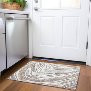 Piper Looms Mayfield Swirls AMF1051 Taupe Machine Washable Area Rug Scatter Lifestyle Image Feature