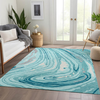 Piper Looms Mayfield Swirls AMF1051 Turquoise Machine Washable Area Rug Lifestyle Image Feature