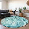 Piper Looms Mayfield Swirls AMF1051 Turquoise Machine Washable Area Rug Round Lifestyle Image Feature