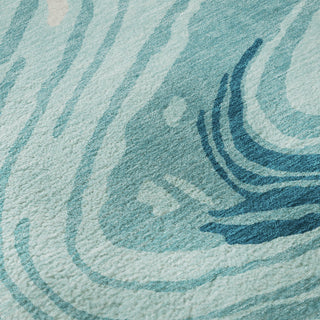 Piper Looms Mayfield Swirls AMF1051 Turquoise Machine Washable Area Rug Swatch Image