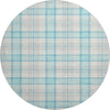 Piper Looms Mayfield Plaid AMF1052 Aqua Machine Washable Area Rug Round Main Image