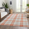 Piper Looms Mayfield Plaid AMF1052 Coral Machine Washable Area Rug Lifestyle Image Feature