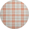 Piper Looms Mayfield Plaid AMF1052 Coral Machine Washable Area Rug Round Main Image