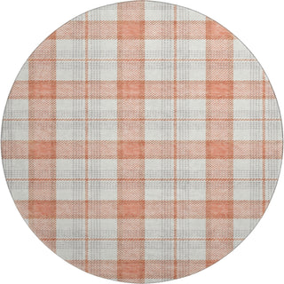Piper Looms Mayfield Plaid AMF1052 Coral Machine Washable Area Rug Round Main Image