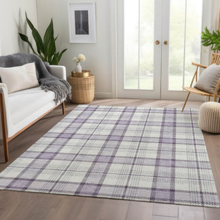 Piper Looms Mayfield Plaid AMF1052 Lavender Machine Washable Area Rug Lifestyle Image Feature