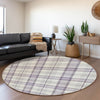 Piper Looms Mayfield Plaid AMF1052 Lavender Machine Washable Area Rug Round Lifestyle Image Feature