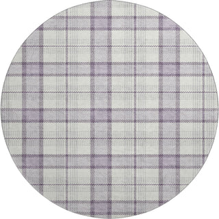 Piper Looms Mayfield Plaid AMF1052 Lavender Machine Washable Area Rug Round Main Image