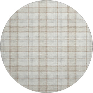 Piper Looms Mayfield Plaid AMF1052 Linen Machine Washable Area Rug Round Main Image