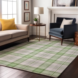 Piper Looms Mayfield Plaid AMF1052 Mint Machine Washable Area Rug Lifestyle Image Feature