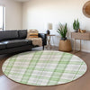 Piper Looms Mayfield Plaid AMF1052 Mint Machine Washable Area Rug Round Lifestyle Image Feature