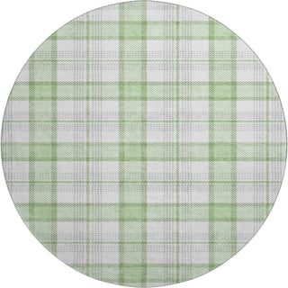 Piper Looms Mayfield Plaid AMF1052 Mint Machine Washable Area Rug Round Main Image