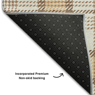 Piper Looms Mayfield Plaid AMF1052 Peach Machine Washable Area Rug Backing Image
